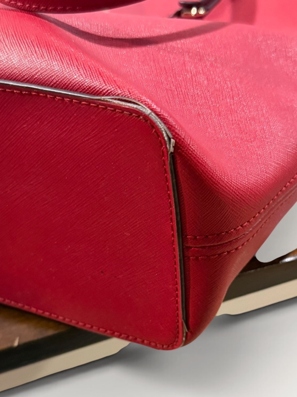 Michael Kors Red Saffiano Tote Bag - Picture 9 of 13